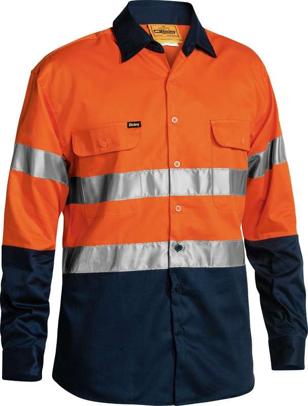 Bisley Hi Vis 2 Tone Drill Shirt With 3M Tape Bt6456