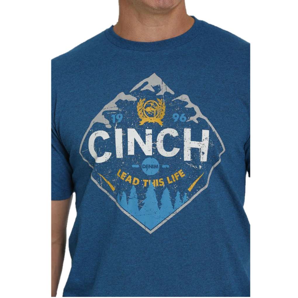 Cinch Mens Teal Mountain Logo Tee