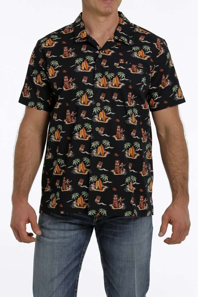 Cinch Mens Camp Tiki Short Sleeve Shirt