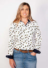 JCA Girls Harper Half Buton Shirt White Floral