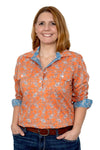 JCA Ladies Georgie Tangerine Paisley Half Button Shirt