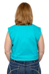 JCA Ladies Kerry Trim turquoise/Indigo Daisies Sleeveless Shirt