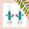 Kokomia Blue &amp; Pink Fluffy Cactus Earrings