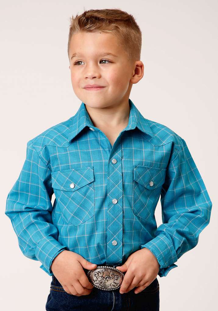 Roper Boys Karman Classic 55/45 Shirt Blue Plaid