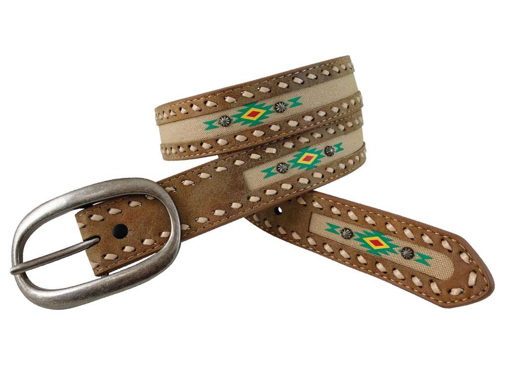 Roper Ladies Leather/Canvas Inlay Belt