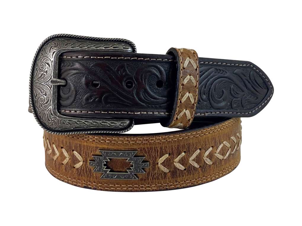 Roper Mens Arrow Stitch Aztec Concho Belt