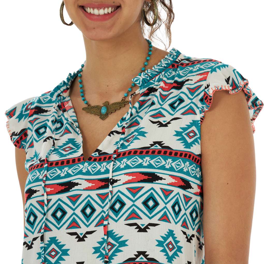 Wrangler Ladies Retro Aztec Punchy Top